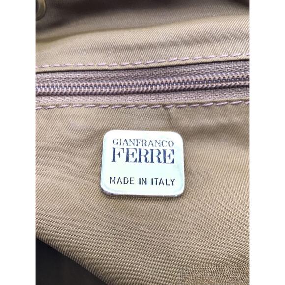 Gianfranco Ferre Distressed Leather Reptile Accent Drawstring Backpack main image 5